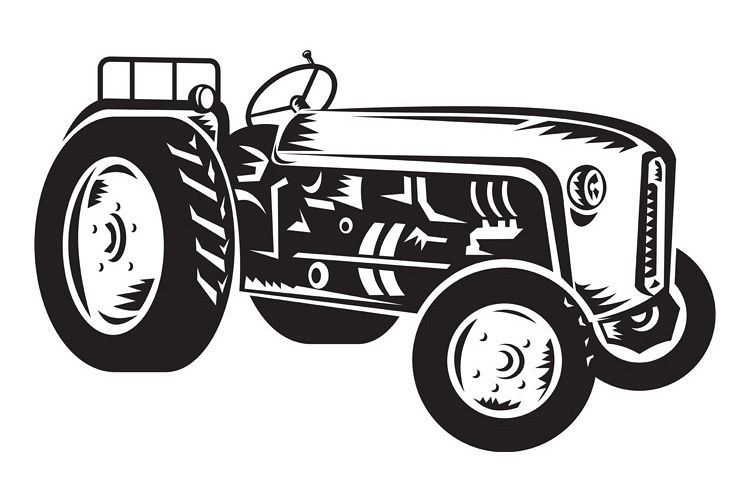 vintage tractor retro woodcut example image 1