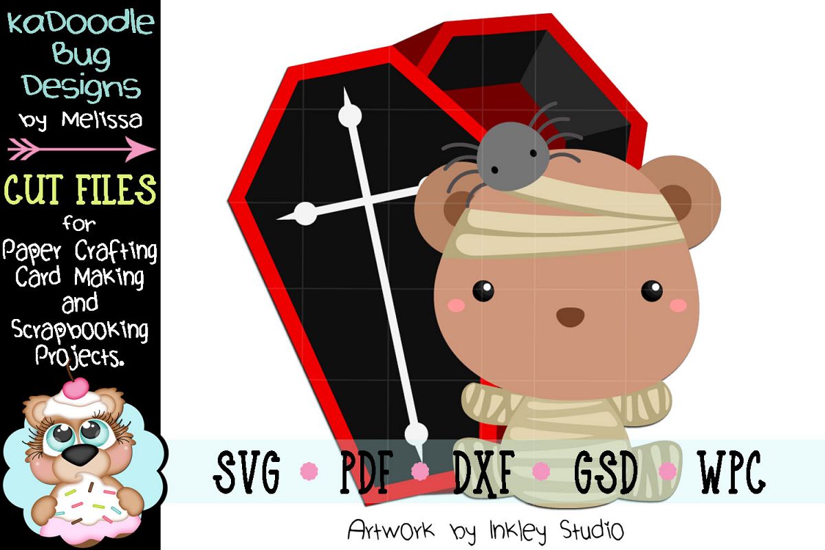 Halloween Mummy Bear Cut File - SVG PDF DXF GSD WPC example image 1
