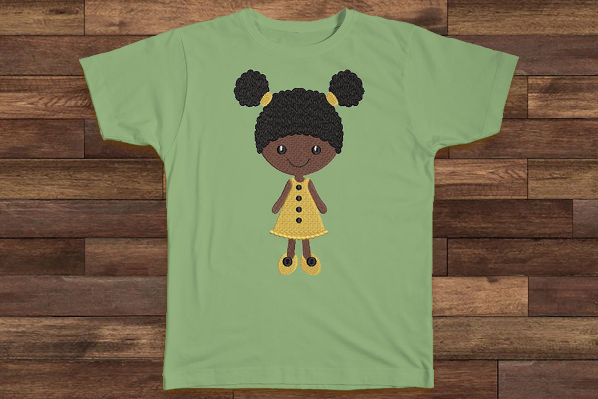 Cute girl embroidery design example image 1