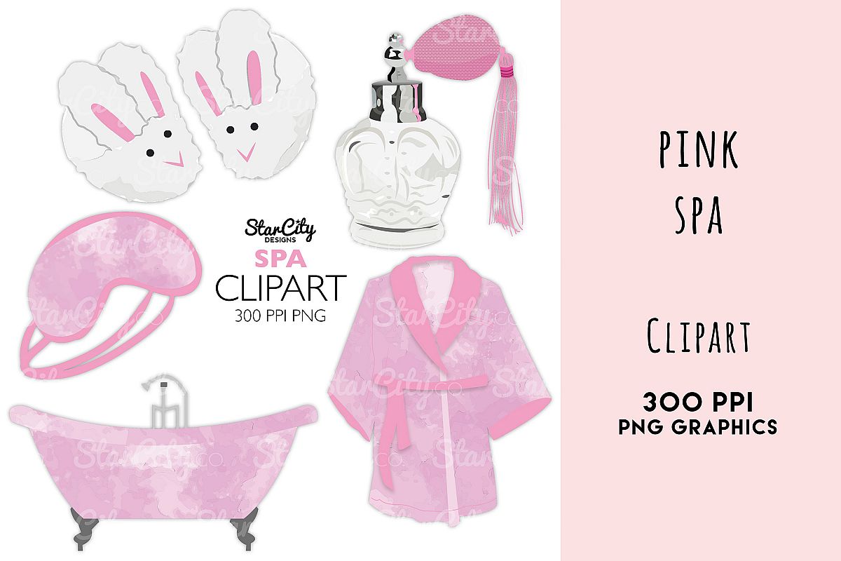 Day Spa Clipart, Pink Spa graphics for commericial use example image 1