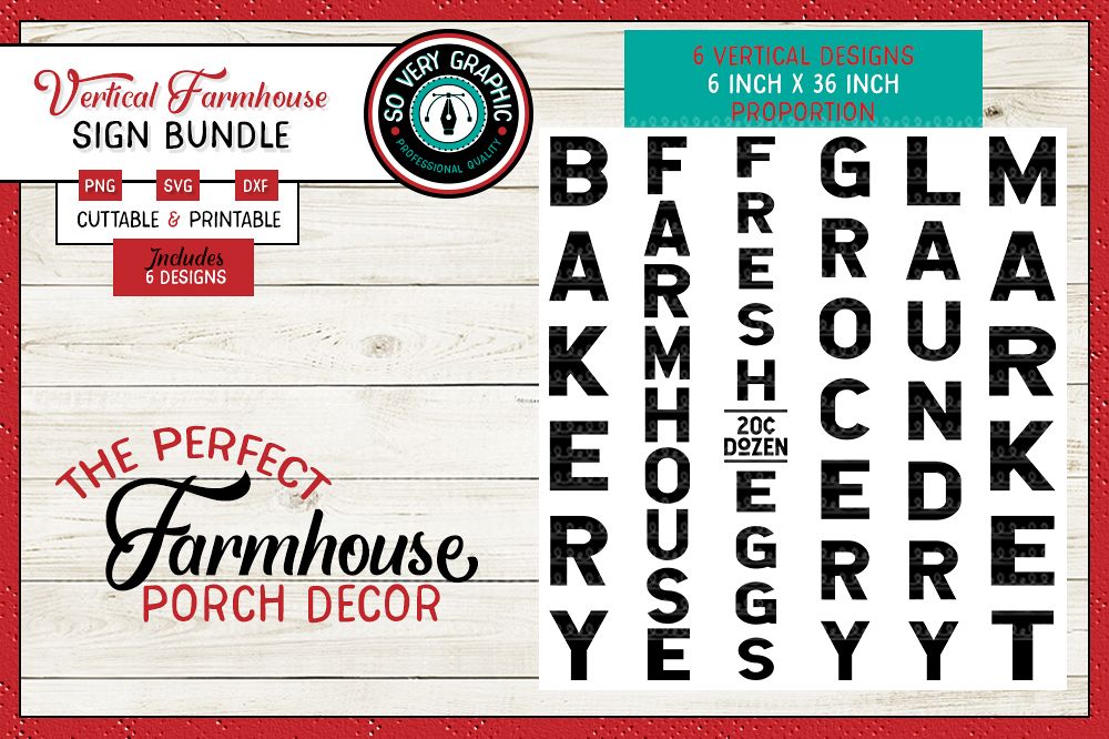 Vertical Farmhouse Sign Bundle | 6 Files | SVG | PNG example image 1