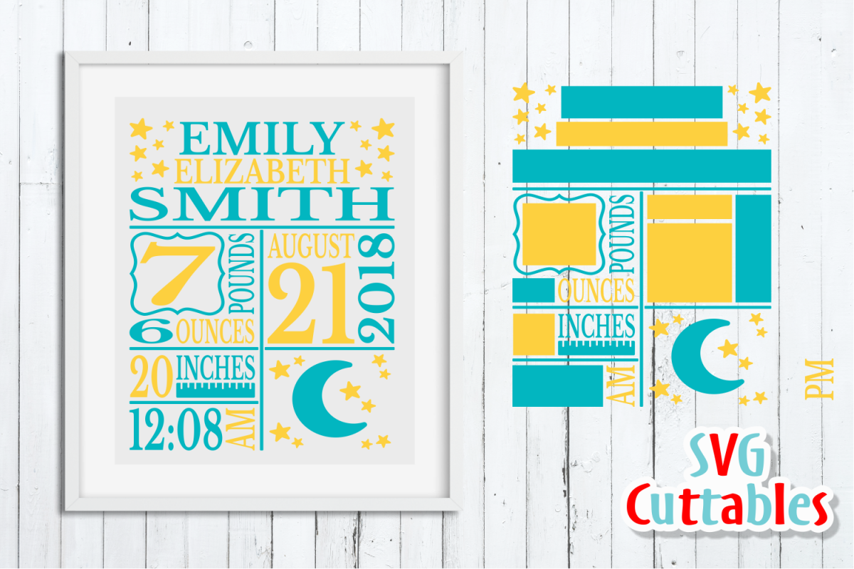 Download Baby Birth Announcement Template, SVG Cut File