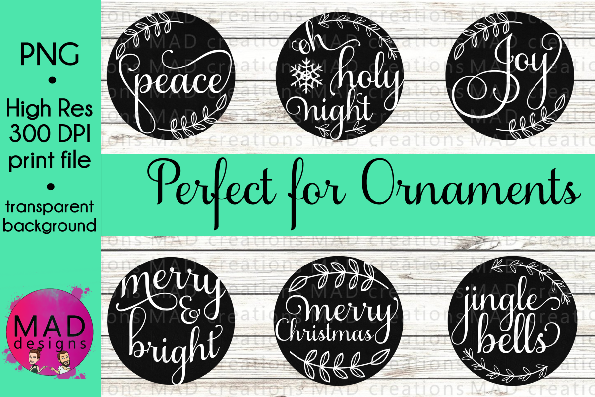 Bundle - Black Chalkboard Christmas Ornament Designs example image 1