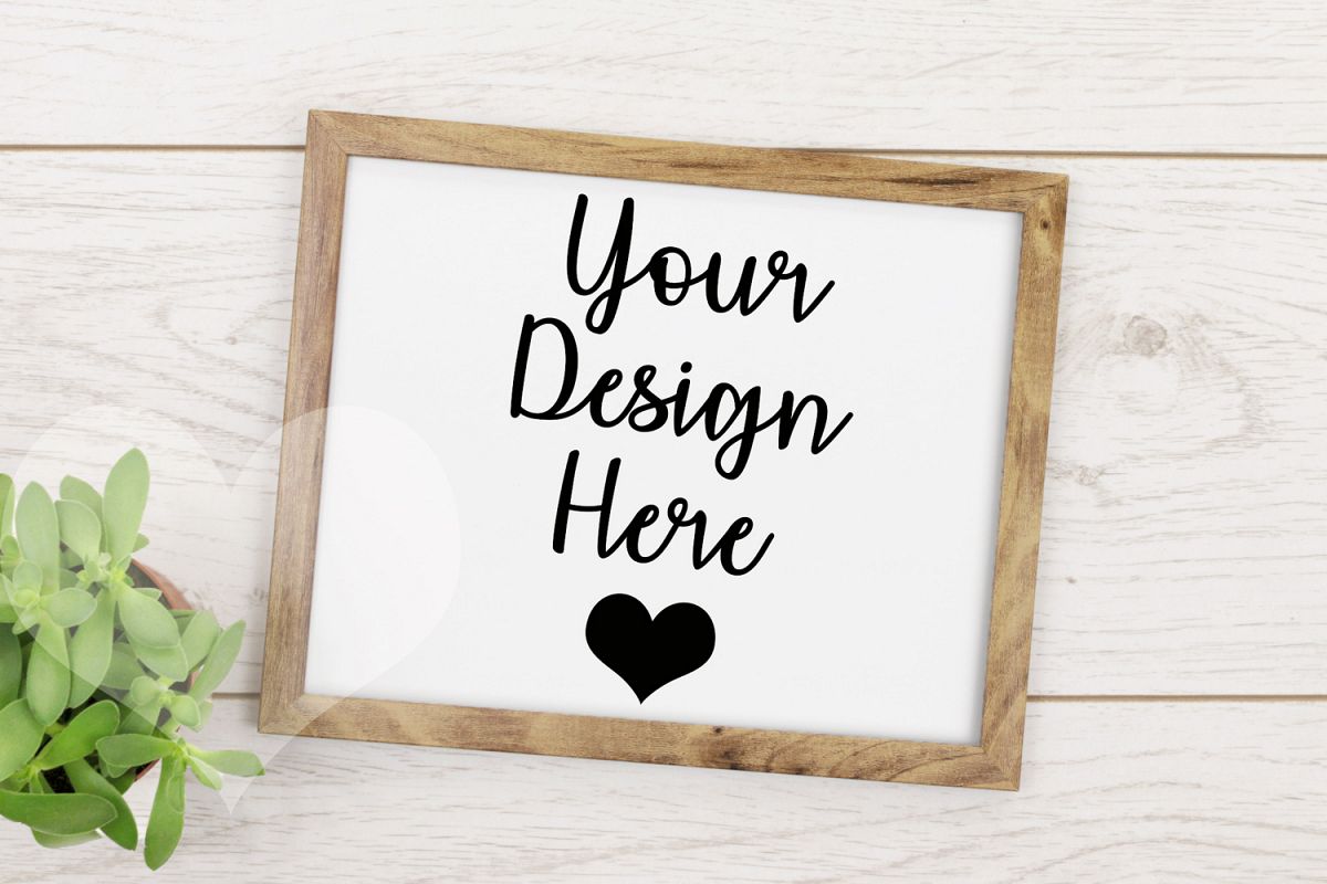 Styled Frame Mockup, Dark Oak Frame Mockup, Stock Photo example image 1