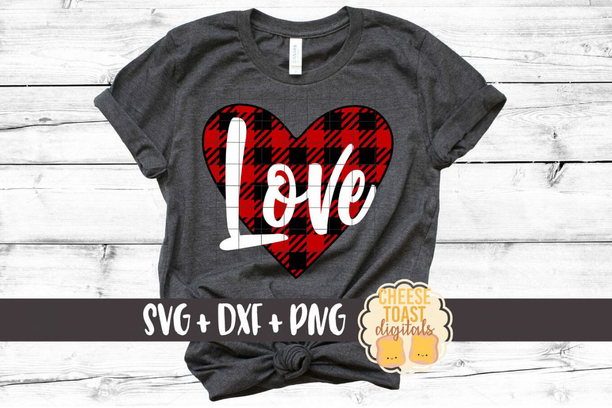 Buffalo Plaid Love - Heart - Valentine SVG PNG DXF Cut Files example image 1