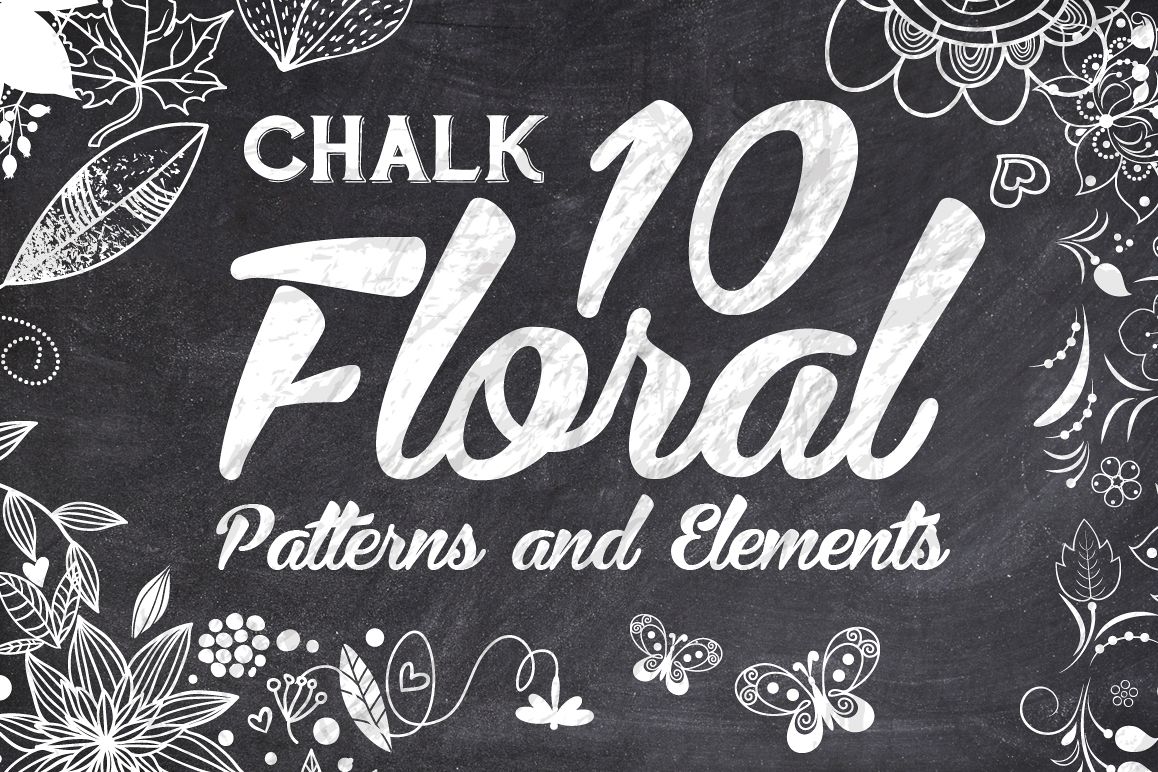 10 Chalk Floral Pattern Elements example image 1