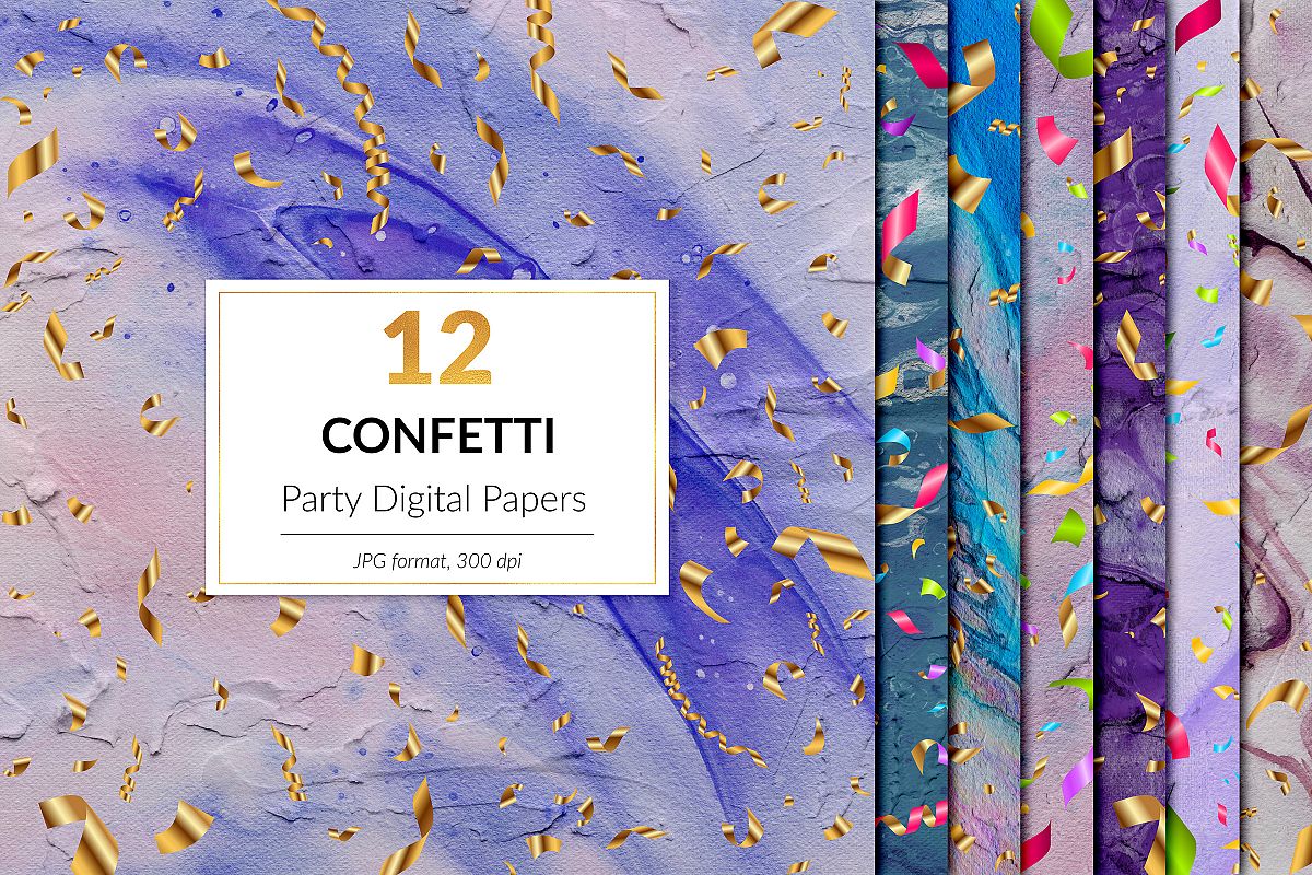 Party Digital Paper - Gold Confetti example image 1