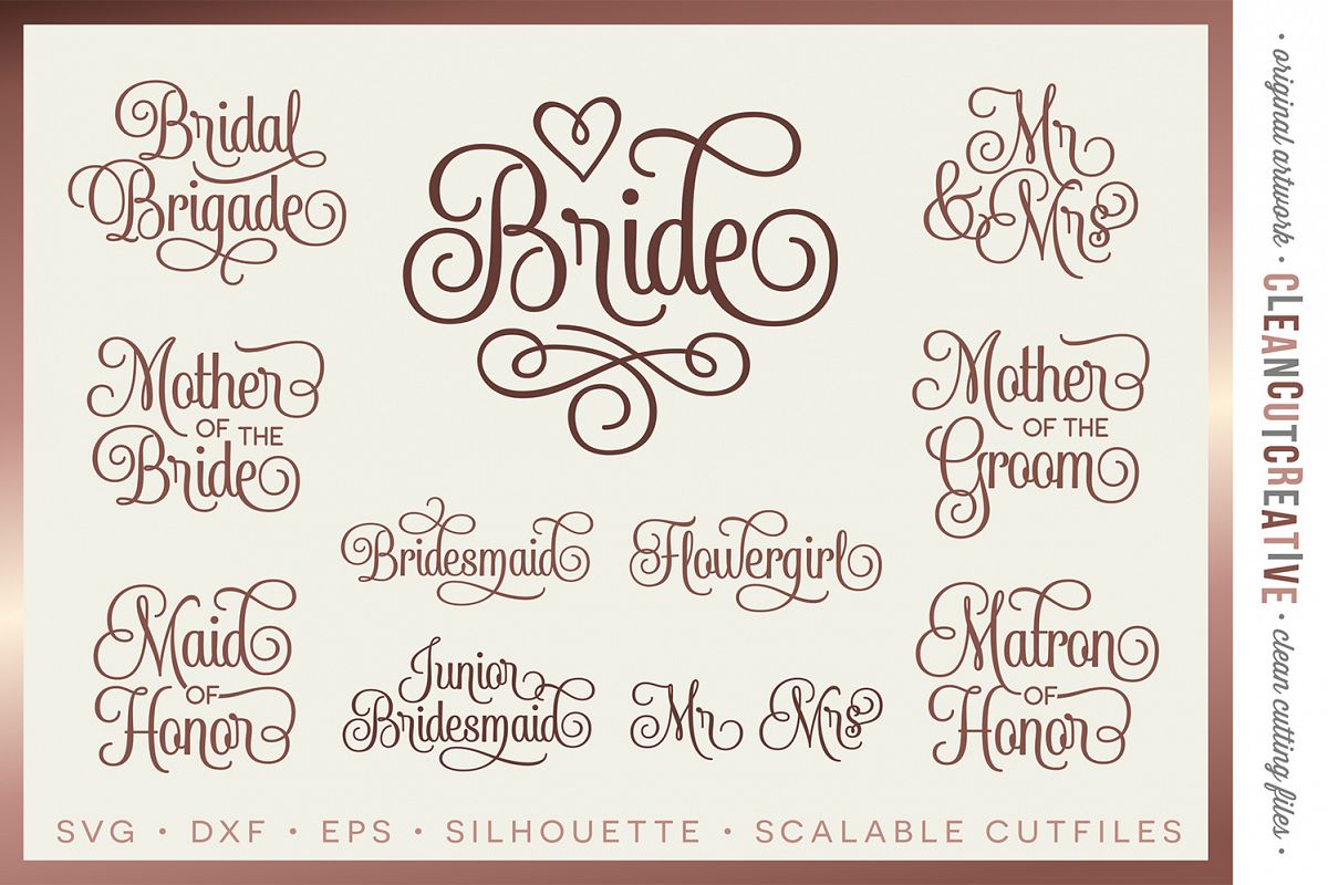 Bridal Party - Wedding Party - SET of 11 - SVG DXF EPS PNG example image 1