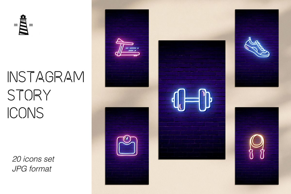 Gym Instagram Icons - Neon Design example image 1