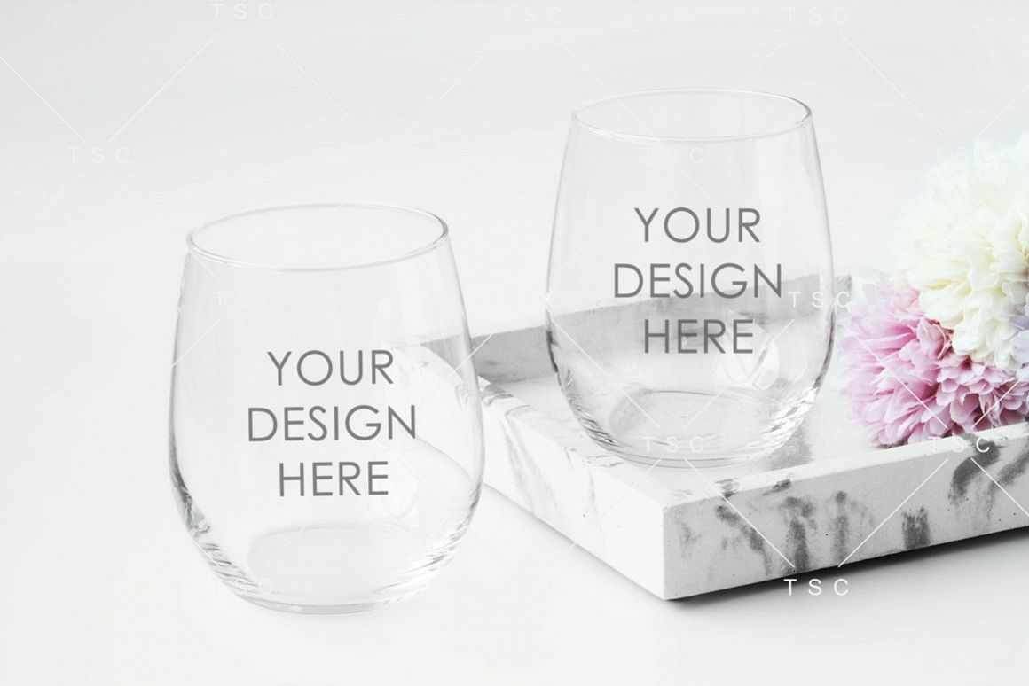Download Wine Glass Mockup / Stemless Wine Glass Mockup (303016) | Mock Ups | Design Bundles