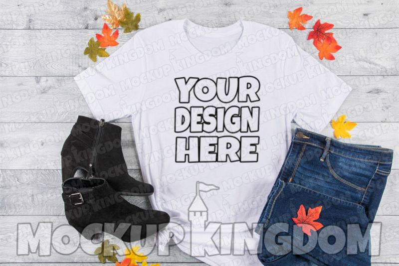 Unisex Crew Neck Shirt Mockup, Bella Canvas Mockup example image 1