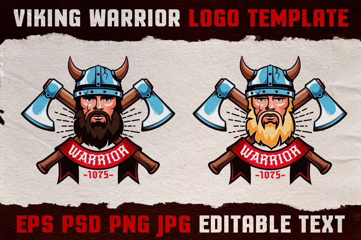 Viking Warrior Logo Colored Template example image 1