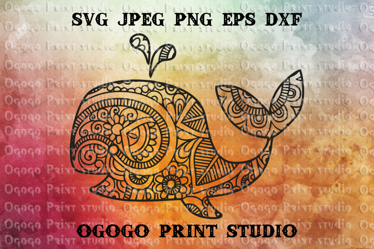 Whale SVG, Zentangle SVG, Sea animal SVG, Baby svg example image 1