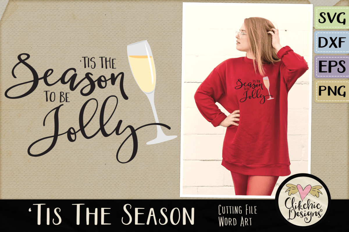 Christmas SVG - 'Tis the Season to be Jolly Word Art Clipart example image 1