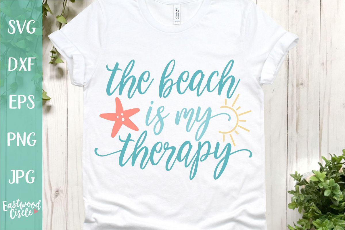 The Beach Is My Therapy - A Beach SVG Cut File for Crafters example image 1