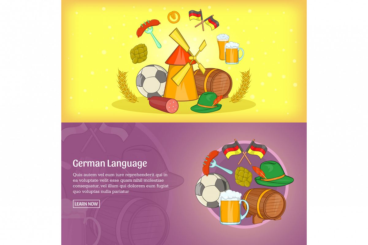 German banner template set, cartoon example image 1