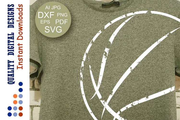 Basketball svg Ball Clipart Distressed file Sport Grunge example image 1