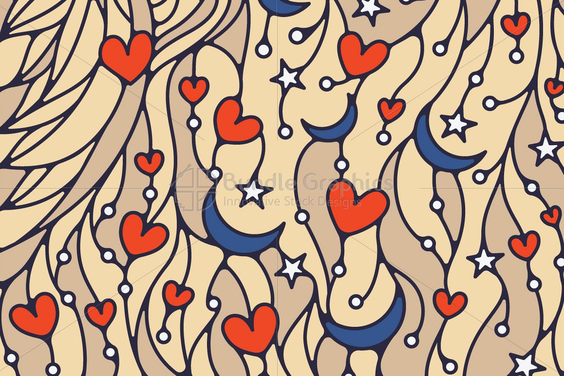 Heart and Moon Colorful Vector Background example image 1