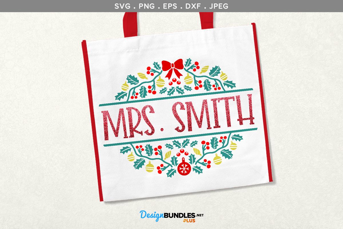 Holiday Split Monogram Frame - svg, printable example image 1