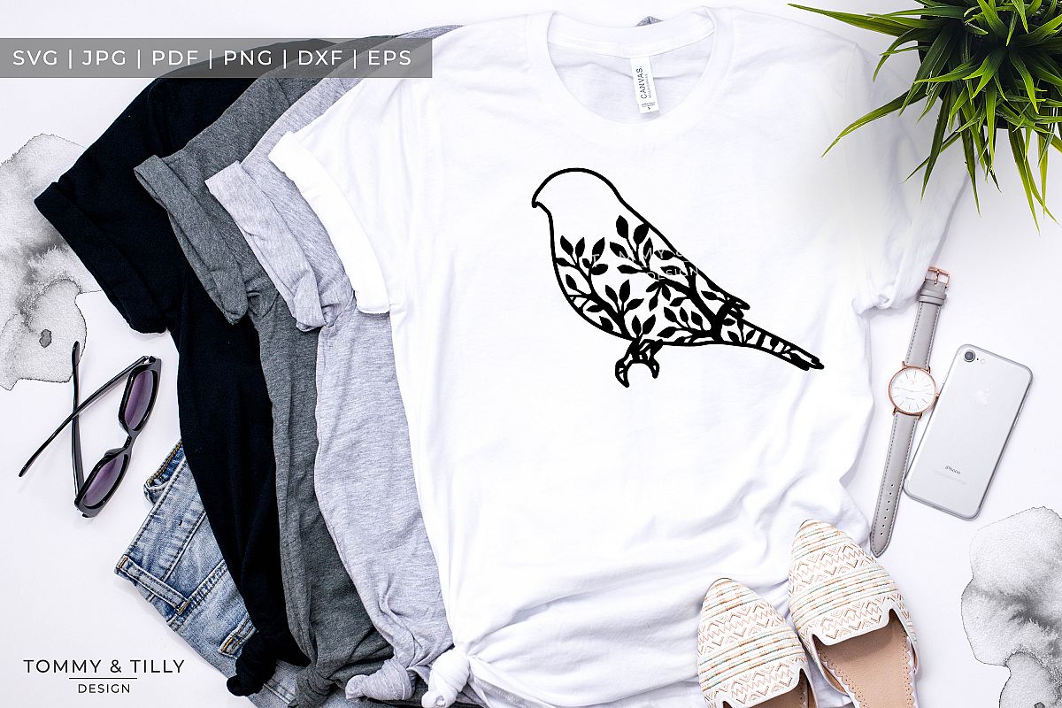 Foliage Bird 2x 3 - Papercut Template SVG EPS DXF PNG PDF example image 1