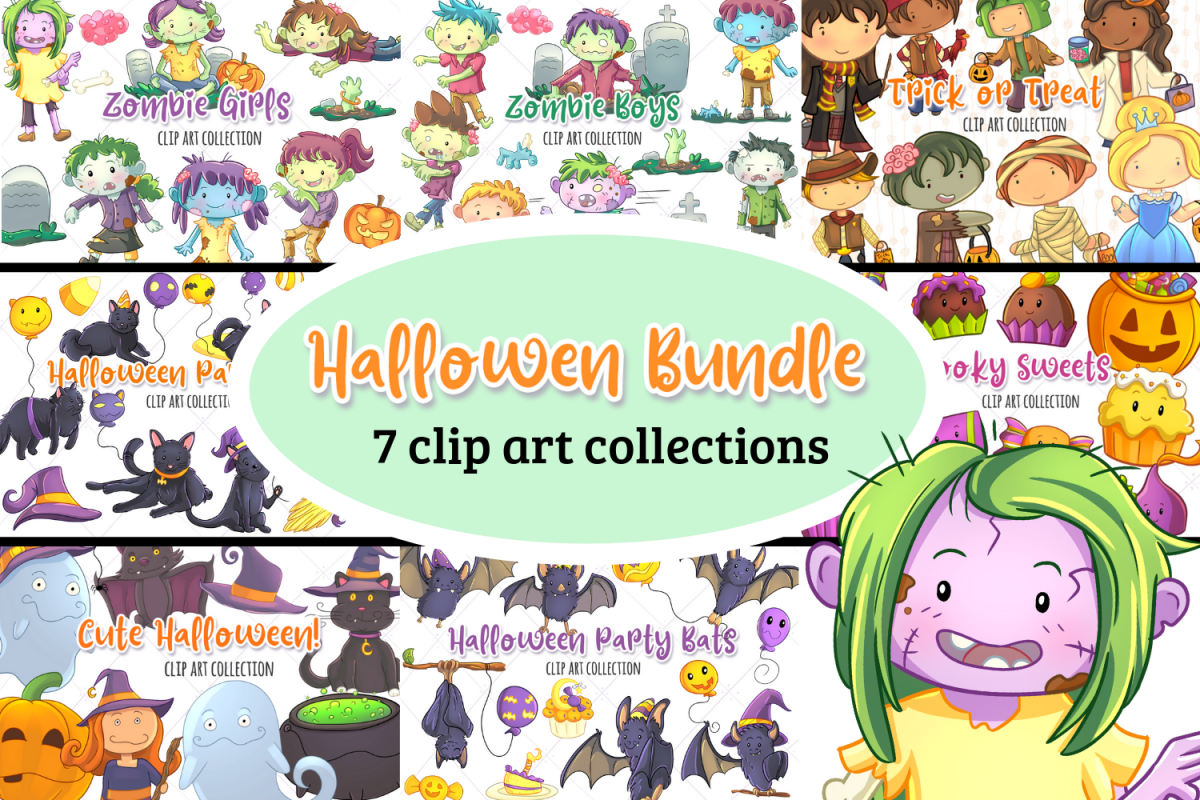 Halloween Graphics Bundle! Zombies, Bats, Ghosts and more! example image 1