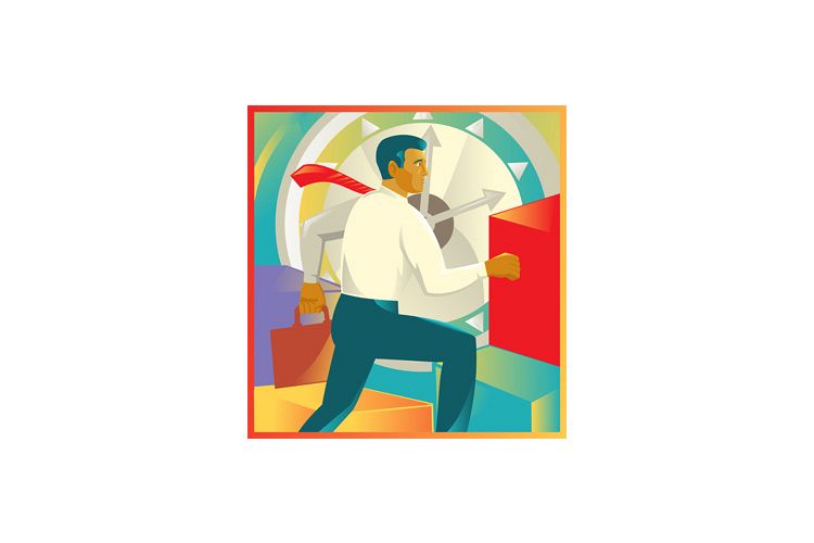 Businessman Officer Worker Clock Retro example image 1