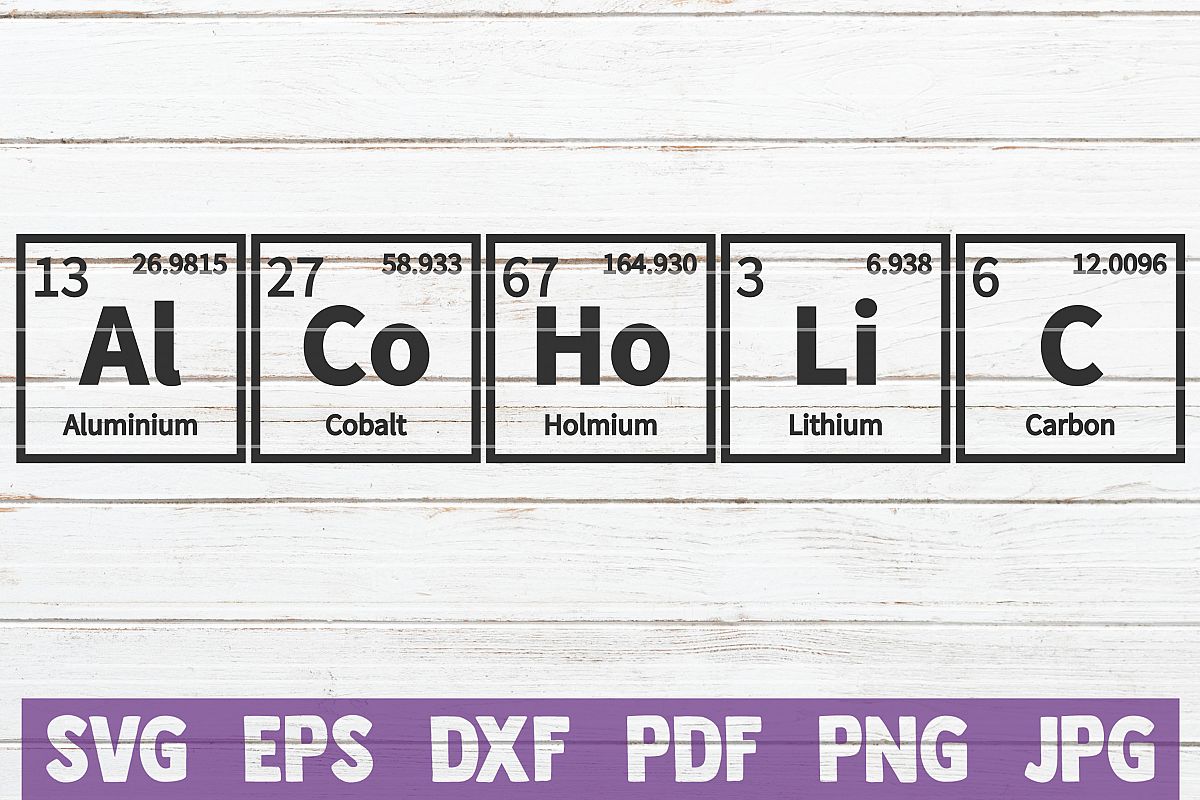 Alcoholic Periodic Table SVG Cut file | commercial use example image 1