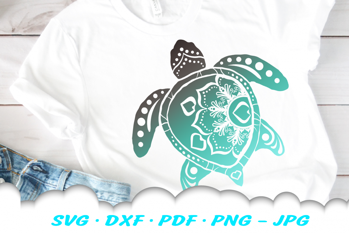 Mandala Sea Turtle SVG DXF Cut Files example image 1