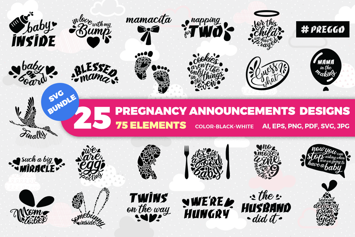 BUNDLE Pregnancy Announcement SVG Cut Files example image 1
