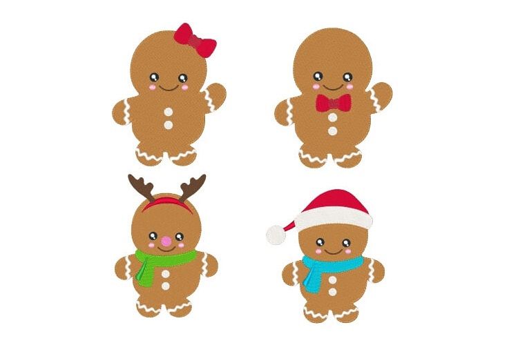 Gingers Embroidery Design Bundle Christmas Designs Set of 4 example image 1