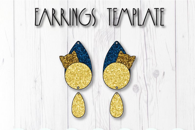 Cat earrings template SVG, DIY earrings template example image 1