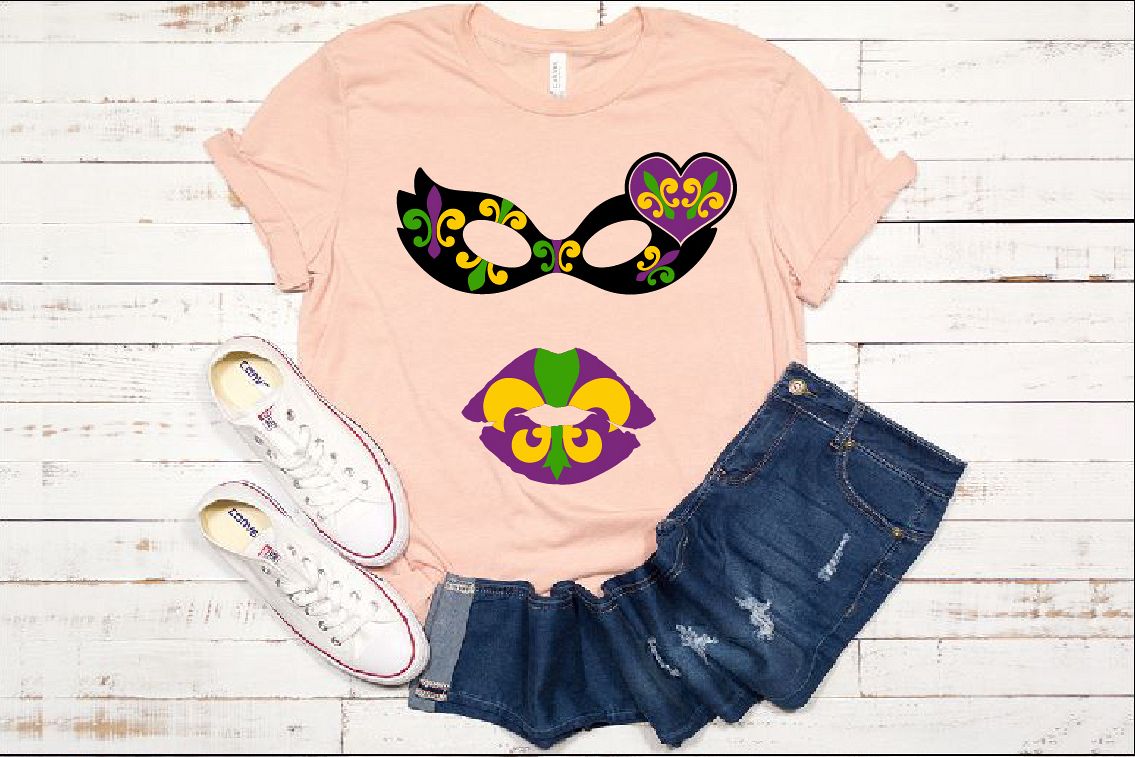 Mardi Gras Mask and Lips SVG Louisiana Fat Tuesday 1252S example image 1