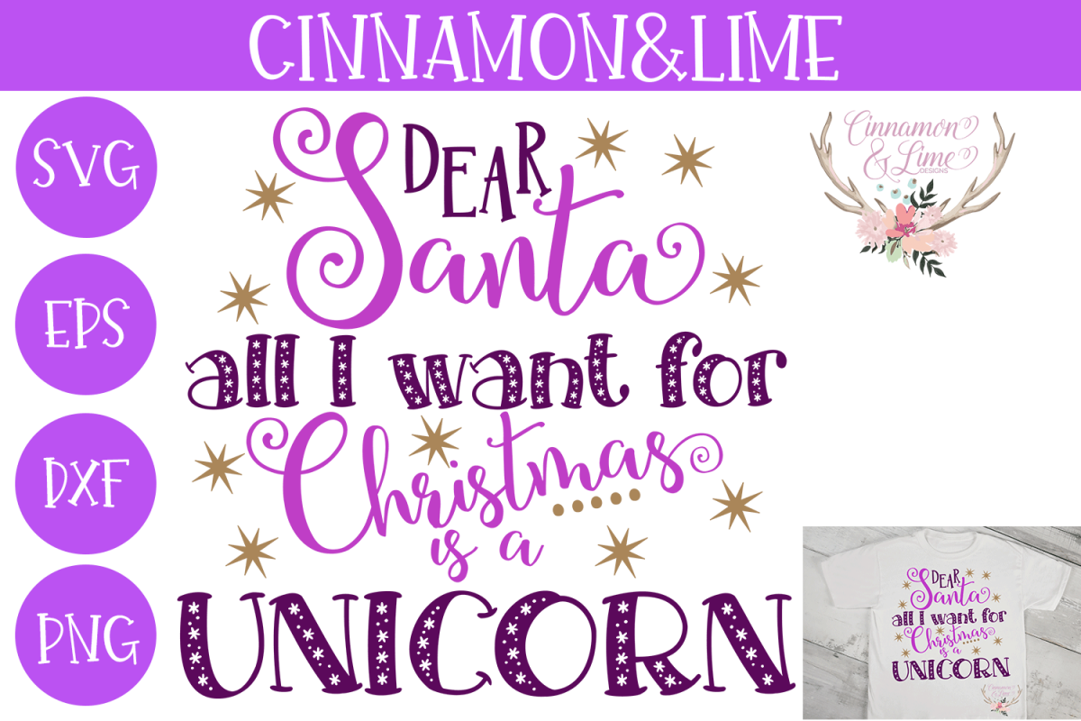 Christmas Svg - All I Want for Christmas is a Unicorn example image 1