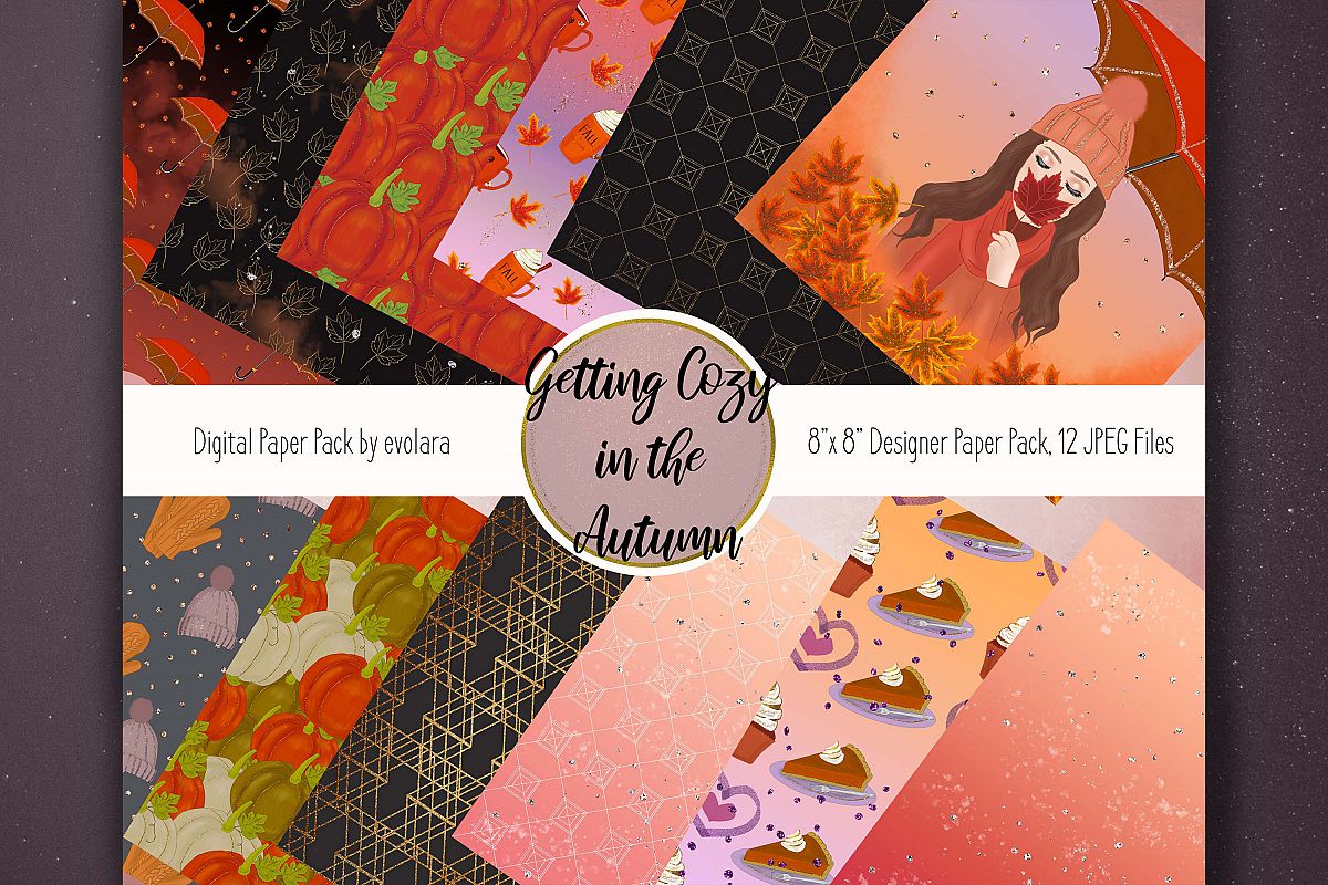Autumn Digital Paper Fall Paper Pack Autumn Fall Backgrounds example image 1