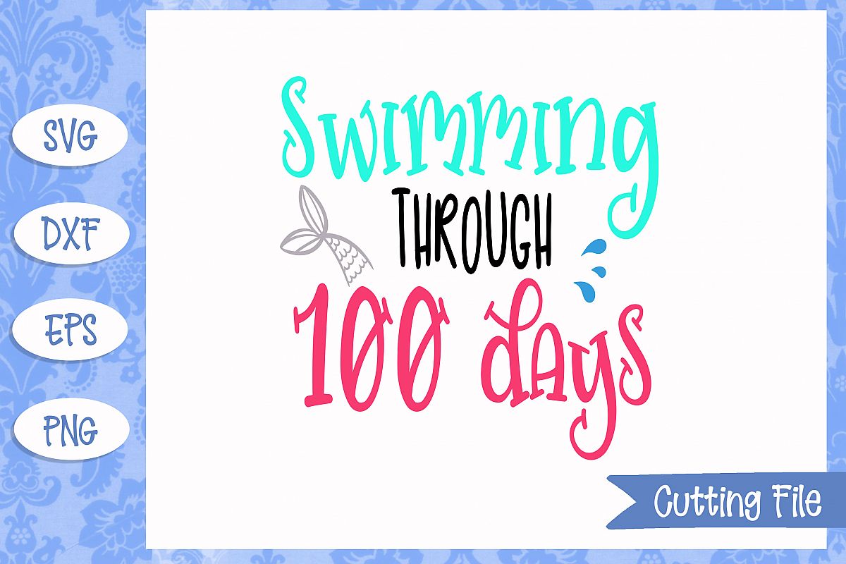 Swimming through 100 days SVG File example image 1