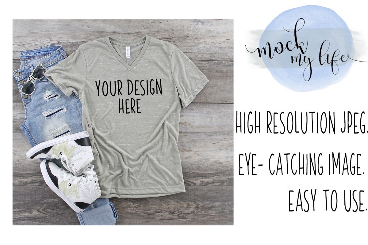 Bella Canvas Mockup / Plain Shirt Mock up / Stone Marble example image 1