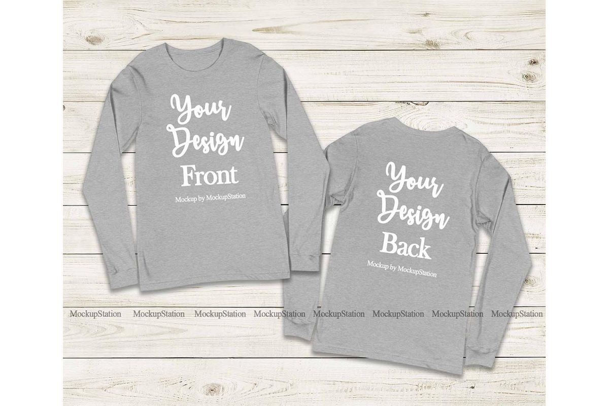 Front & Back Bella Canvas 3501 Athletic Heather Long Sleeve example image 1