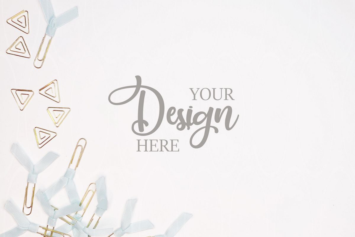 Styled stock photo product mockup Golden paper clips example image 1
