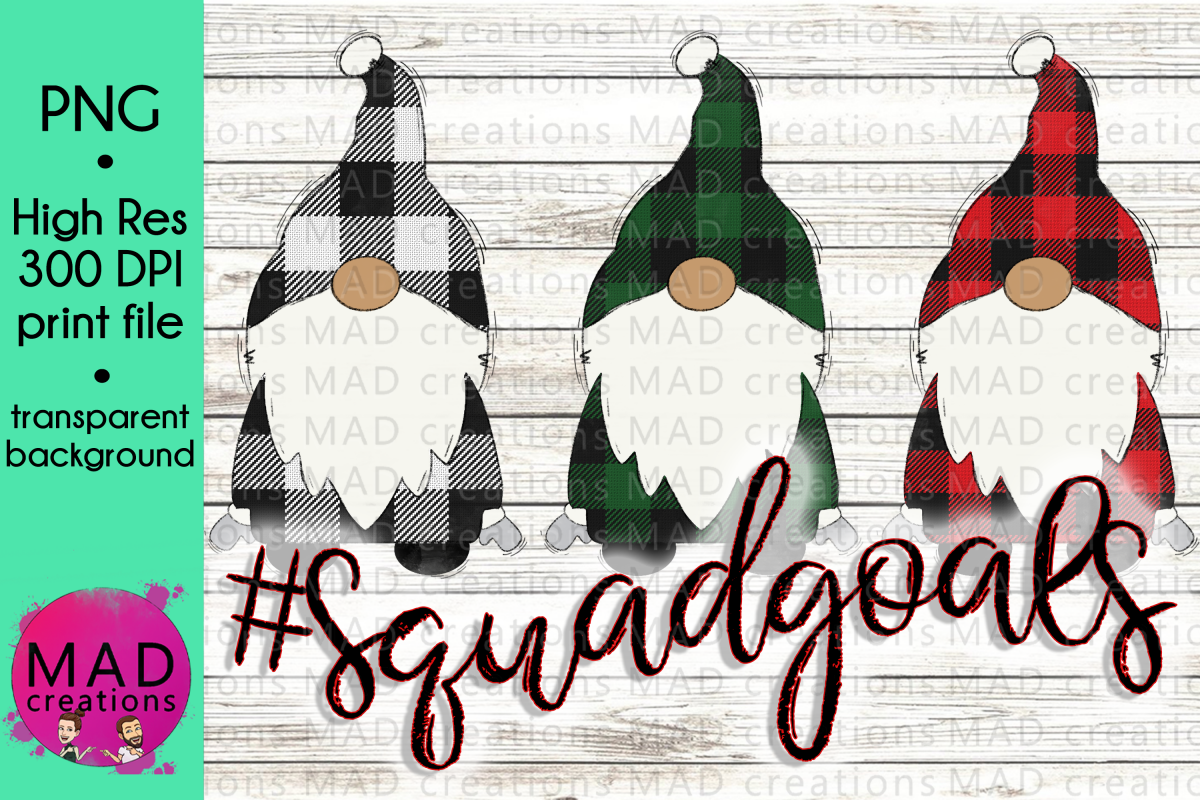 Squad Goals - Buffalo Plaid Santa Gnomes example image 1