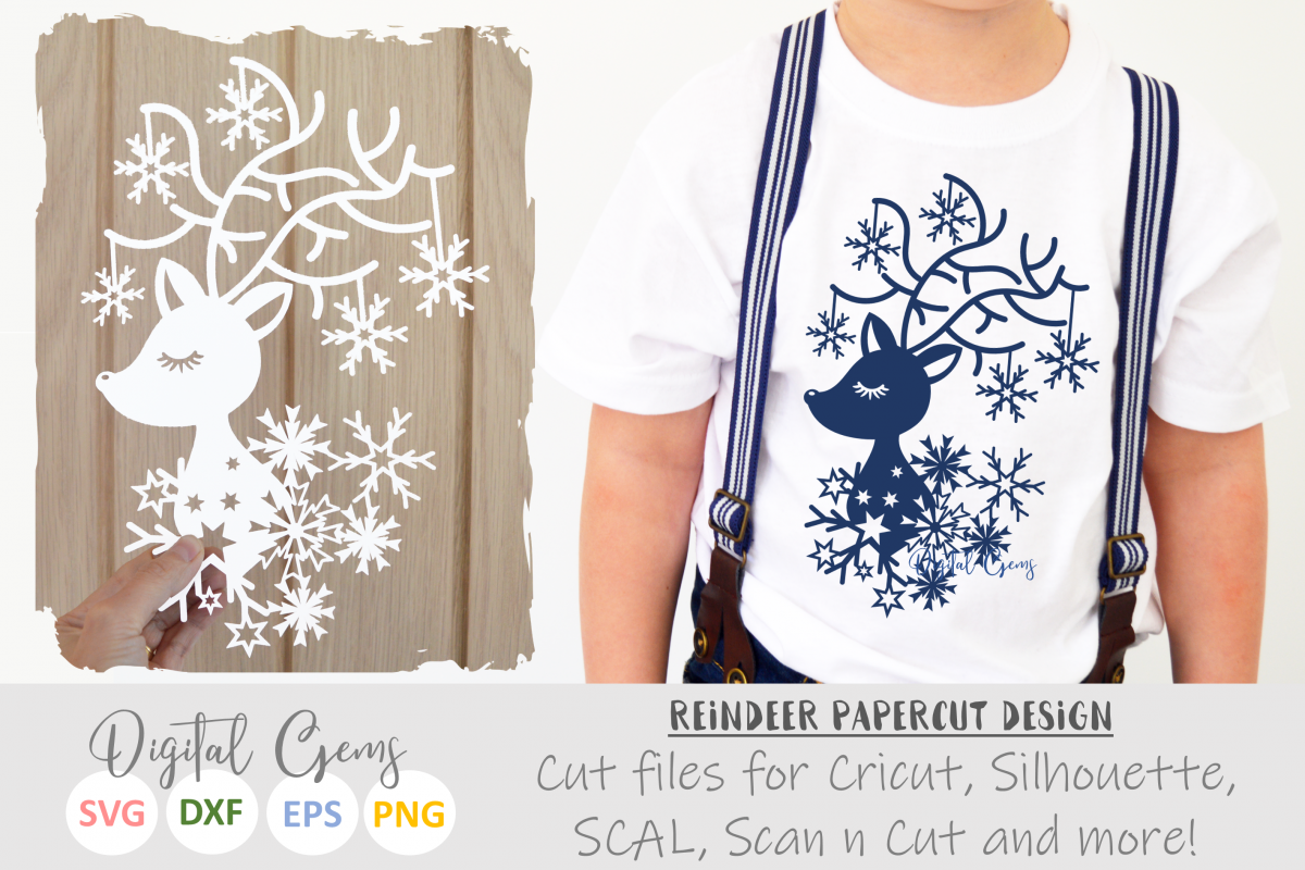 Christmas Reindeer paper cut SVG DXF EPS files example image 1