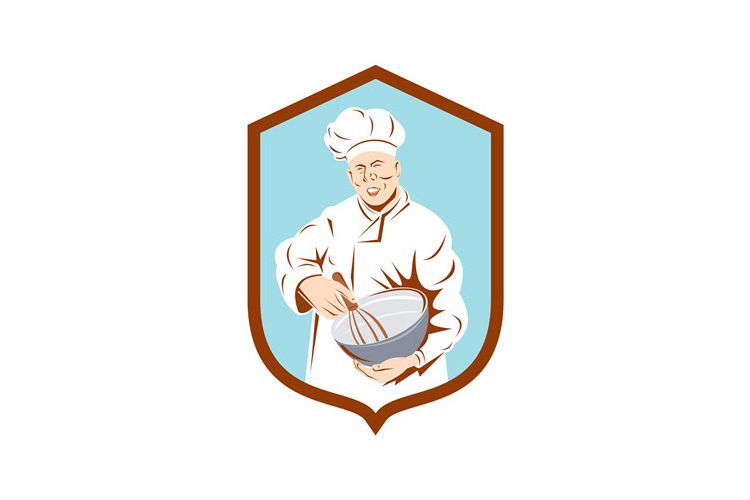 Baker Chef Cook Mixing Bowl Shield Retro example image 1