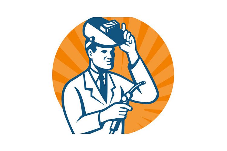 Scientist Researcher With Welding Torch Welder Visor example image 1