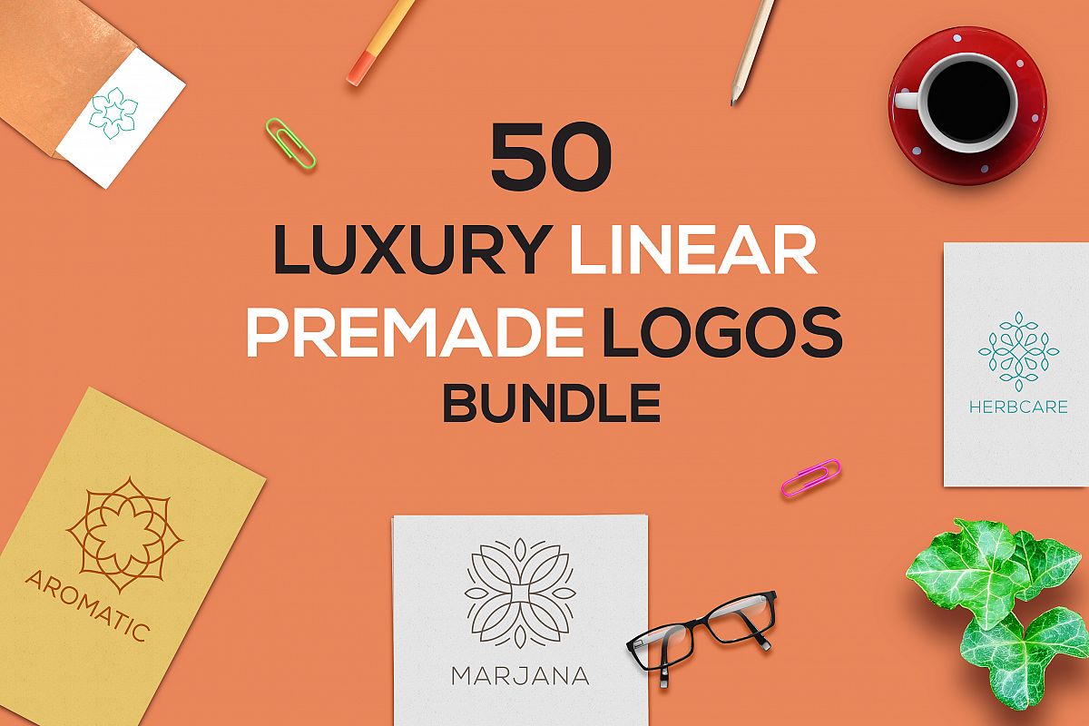 50 Luxury Linear Premade Logo Pack example image 1