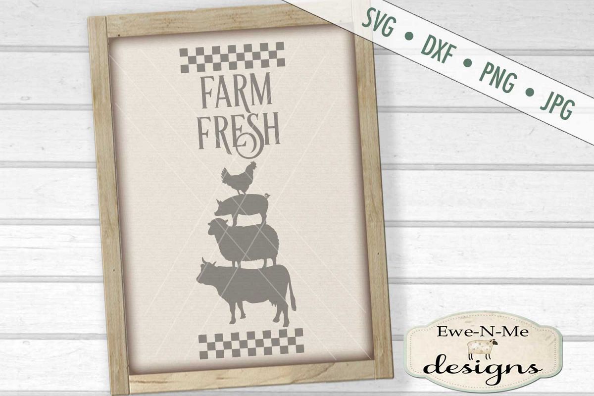 Download Farm Fresh Stacked Farm Animals Checked Border SVG DXF Files