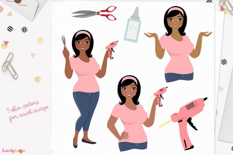 Woman crafts character clip art L158 Wendy example image 1