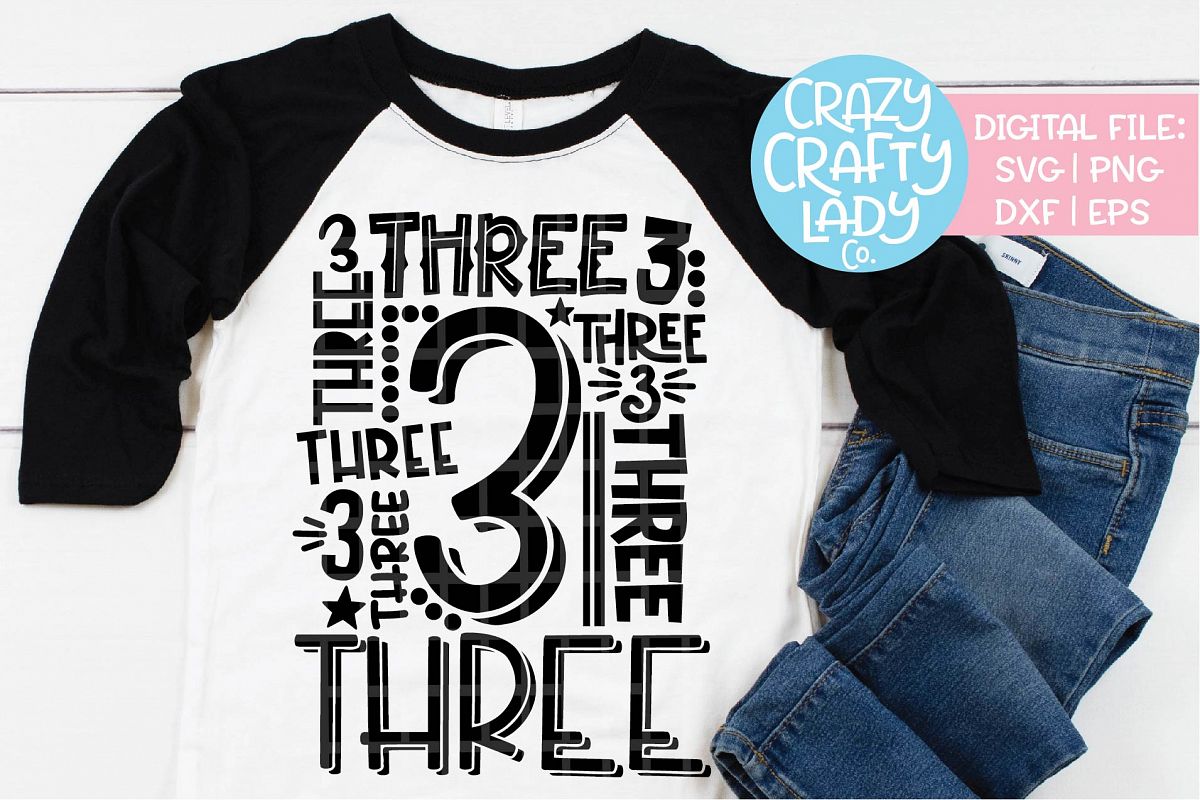 3rd Birthday Collage Typography SVG DXF EPS PNG Cut File example image 1