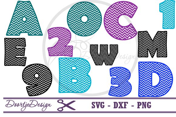 Chevron Letters and Numbers SVG cutting files example image 1