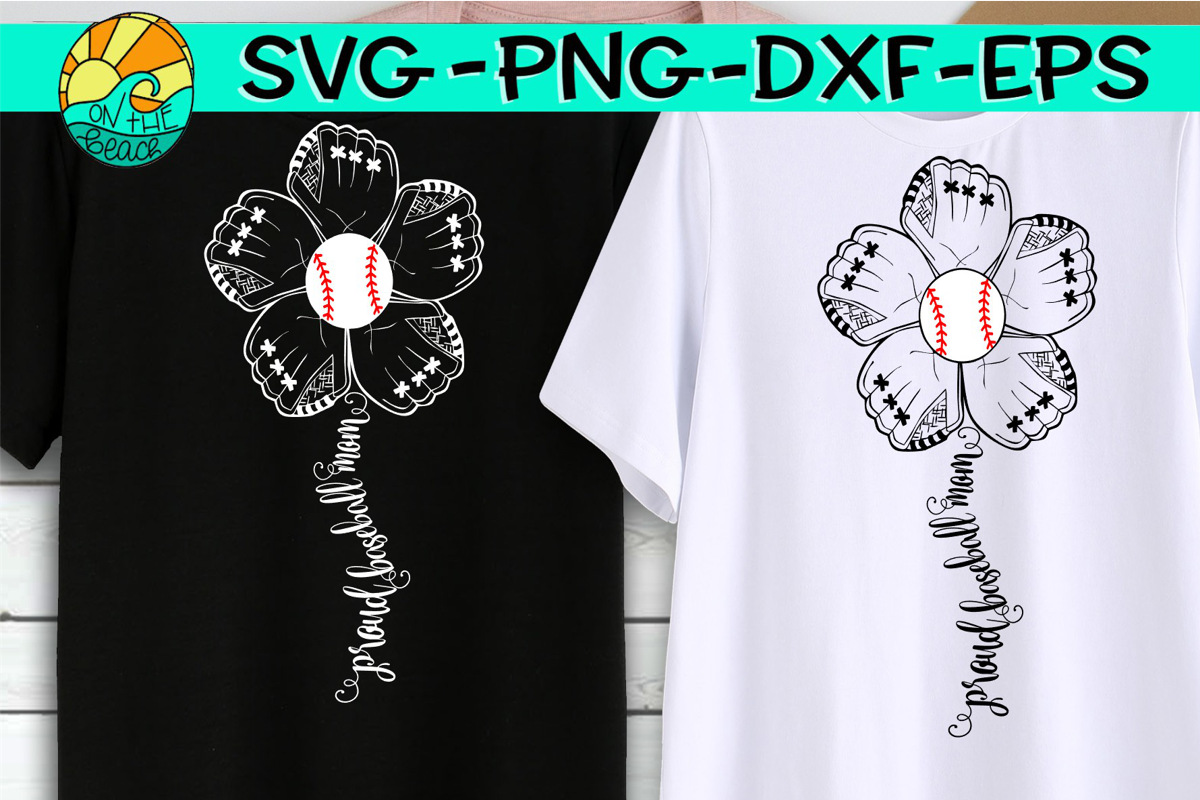 Download Baseball Mom - Flower Mitt - SVG - DXF - EPS - PNG