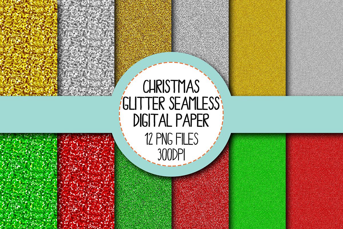 Christmas Glitter Seamless Digital Papers Set 1 example image 1
