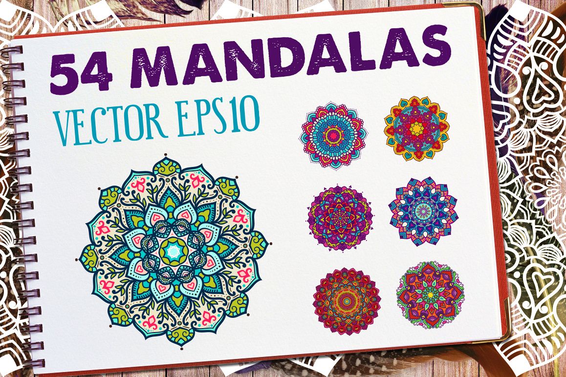 54 Vector Mandalas - Big Collection example image 1